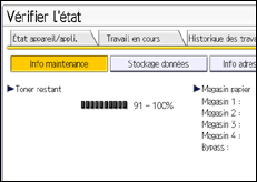 Illustration de l'écran du panneau de commande