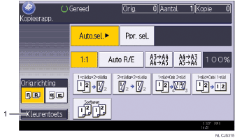 Genummerde afbeelding van het scherm van het bedieningspaneel