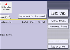 Ilustración de la pantalla panel de mandos