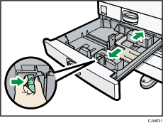 Ilustración de la bandeja de papel de formato pequeño