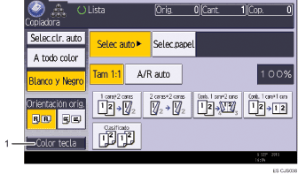 Ilustración con llamadas numeradas de la pantalla del panel de operaciones