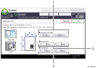 Genummerde afbeelding van het scherm van het bedieningspaneel