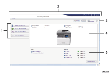 Web browser screen illustration numbered callout illustration