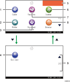 Operation panel screen illustration numbered callout illustration