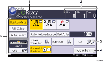 Operation panel screen illustration numbered callout illustration
