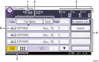 Operation panel screen illustration numbered callout illustration