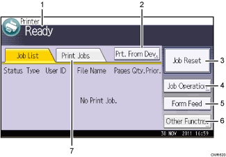 Operation panel screen illustration numbered callout illustration