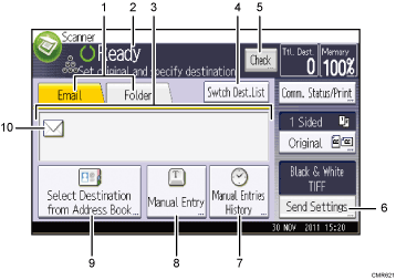 Operation panel screen illustration numbered callout illustration