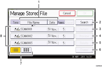 Operation panel screen illustration numbered callout illustration