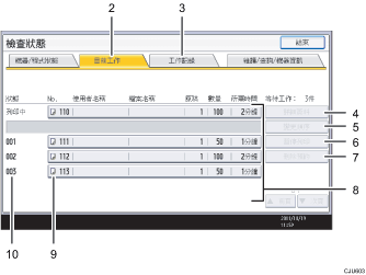 操作面板畫面說明圖編號標註說明圖