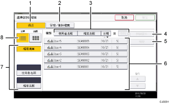 操作面板畫面說明圖編號標註說明圖