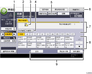 操作面板畫面說明圖編號標註說明圖