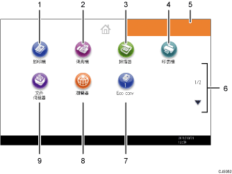 操作面板畫面說明圖編號標註說明圖