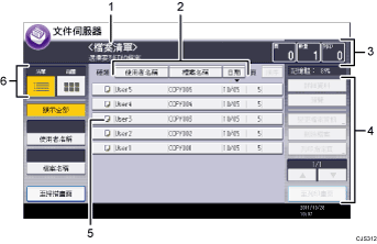 操作面板畫面說明圖編號標註說明圖