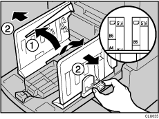 Illustration des plaques latérales de réception du papier