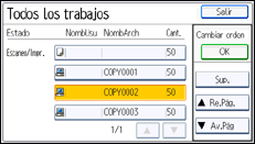 Ilustración de la pantalla panel de mandos