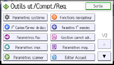 Illustration de l'écran du panneau de commande