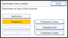 Illustration de l'écran du panneau de commande