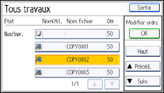 Illustration de l'écran du panneau de commande