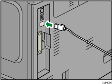 Illustration du raccordement du câble d'interface USB