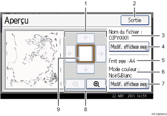 Illustration numérotée du panneau de commande