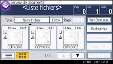 Illustration de l'écran du panneau de commande