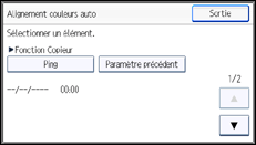 Illustration de l'écran du panneau de commande