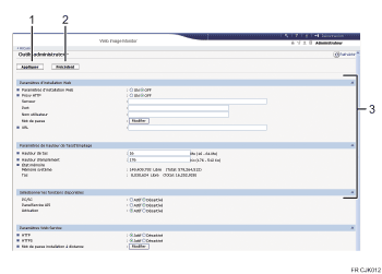 Illustration de l'écran du navigateur Web avec légende numérotée