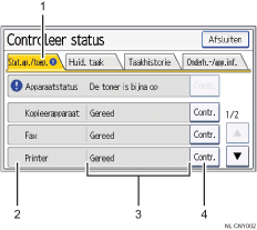 Genummerde afbeelding van bedieningspaneel