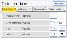 Schermafbeelding bedieningspaneel