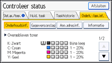 Schermafbeelding bedieningspaneel