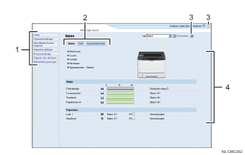 Schermafbeelding van webbrowser (afbeelding met genummerde verklaringen)