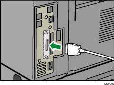 Abbildung des Anschlusses des IEEE-1284-Schnittstellenkabels