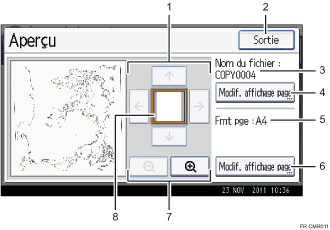 Illustration numérotée du panneau de commande