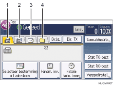 Genummerde afbeelding van het scherm van het bedieningspaneel
