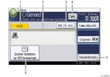 Genummerde afbeelding van het scherm van het bedieningspaneel