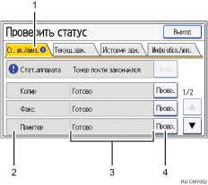 Иллюстрация экрана панели управления с пронумерованными сносками
