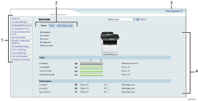 Nummereret illustration af webbrowserens skærm