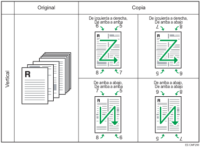 Ilustración de 8 originales de 1 cara para combinar 4 en 1 documento de orientación vertical de 2 caras