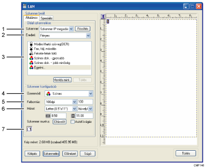 Az alkalmazás képernyőjének illusztrációja, számozott jelölés illusztrációja