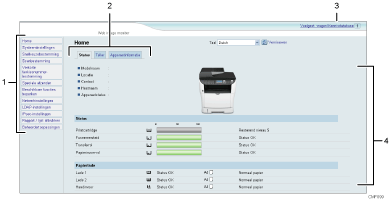 Schermafbeelding van internetbrowser (afbeelding met genummerde verklaringen)