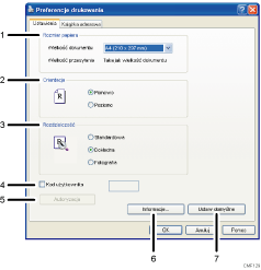 Ilustracja numerowanego wycinka obrazu ekranu aplikacji