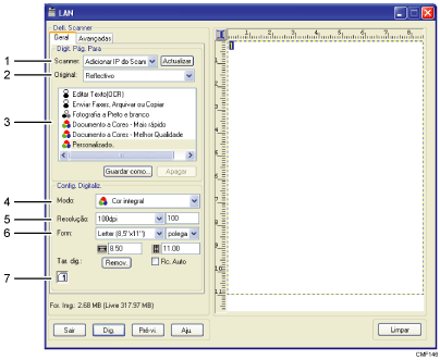 Imagem com numeração da imagem do ecrã da aplicação