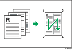 Illustration of 4 pages per sheet