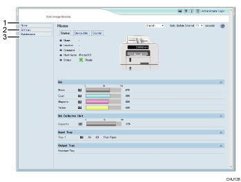 Číslovaná ilustrace obrazovky webového prohlížeče