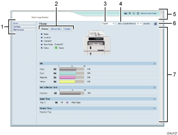 ilustración de la pantalla del navegador web (ilustración con leyenda numerada)