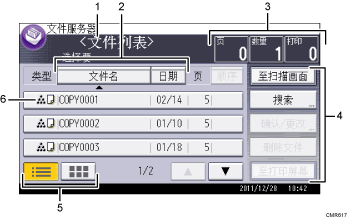 已编号的操作面板屏幕插图