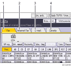 Ilustración con llamadas numeradas de la pantalla del panel de operaciones