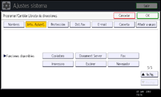 ilustración de la pantalla del panel de operaciones