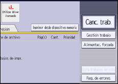 Ilustración de la pantalla panel de mandos